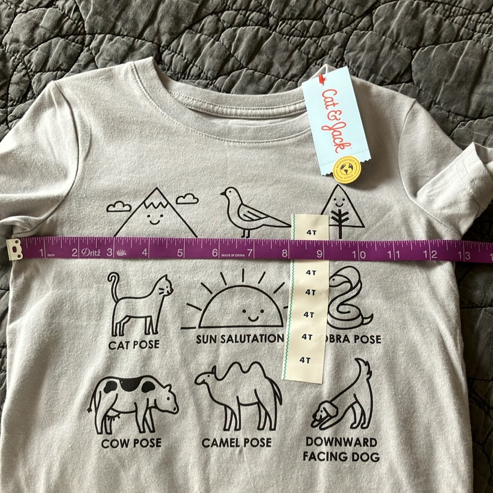 Cat & Jack NWT Yoga Poses Tee Shirt Size 4T - Picture 4 of 5